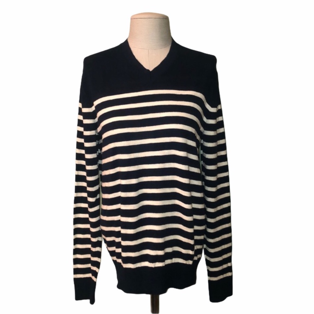 Gap blue striped v-neck sweater size medium